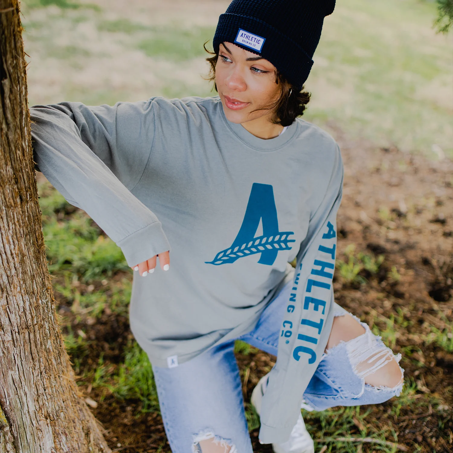 Athletic Brewing Co Long Sleeve T-Shirt - Grey - Image 4