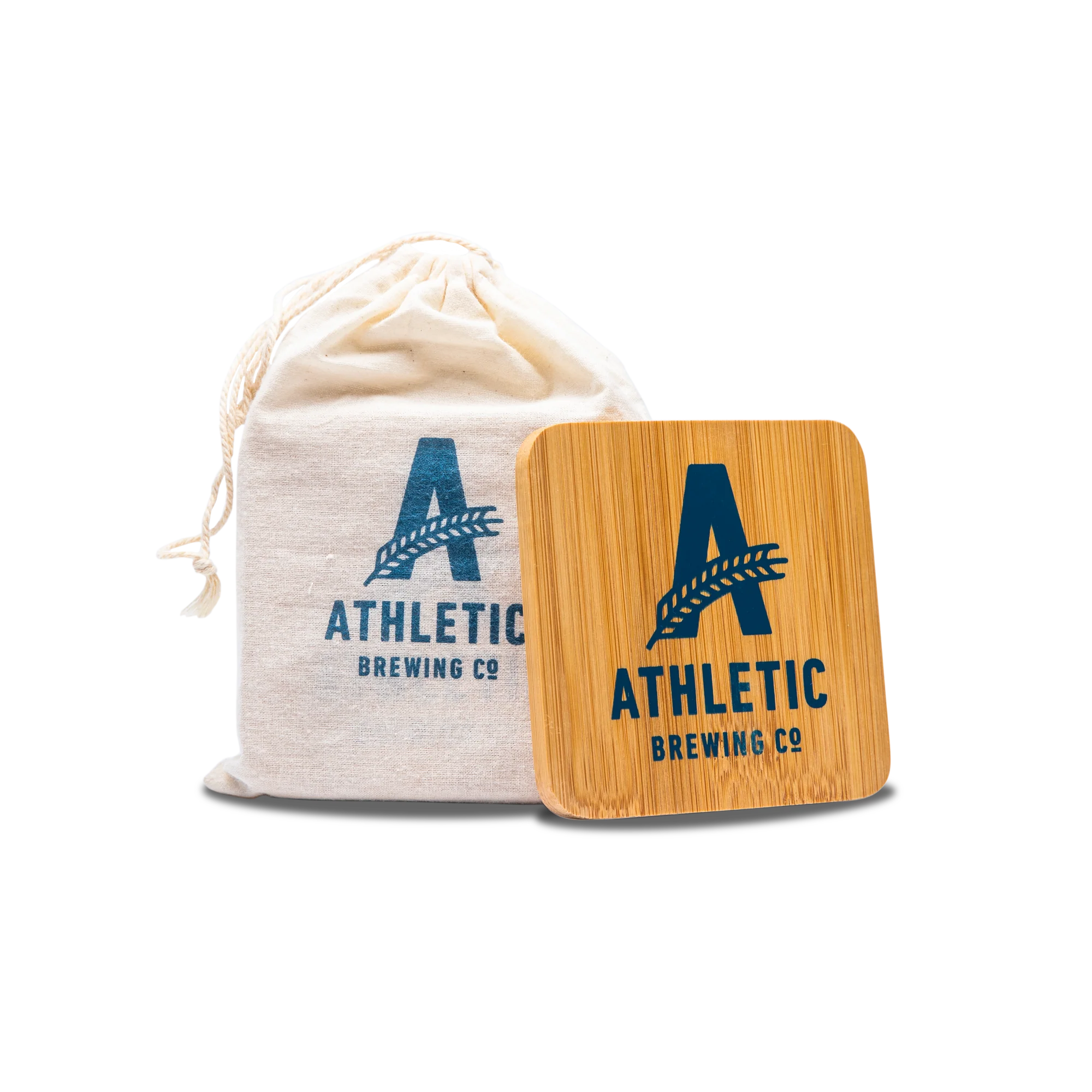 Athletic Brewing Bamboo Coasters Set of 4