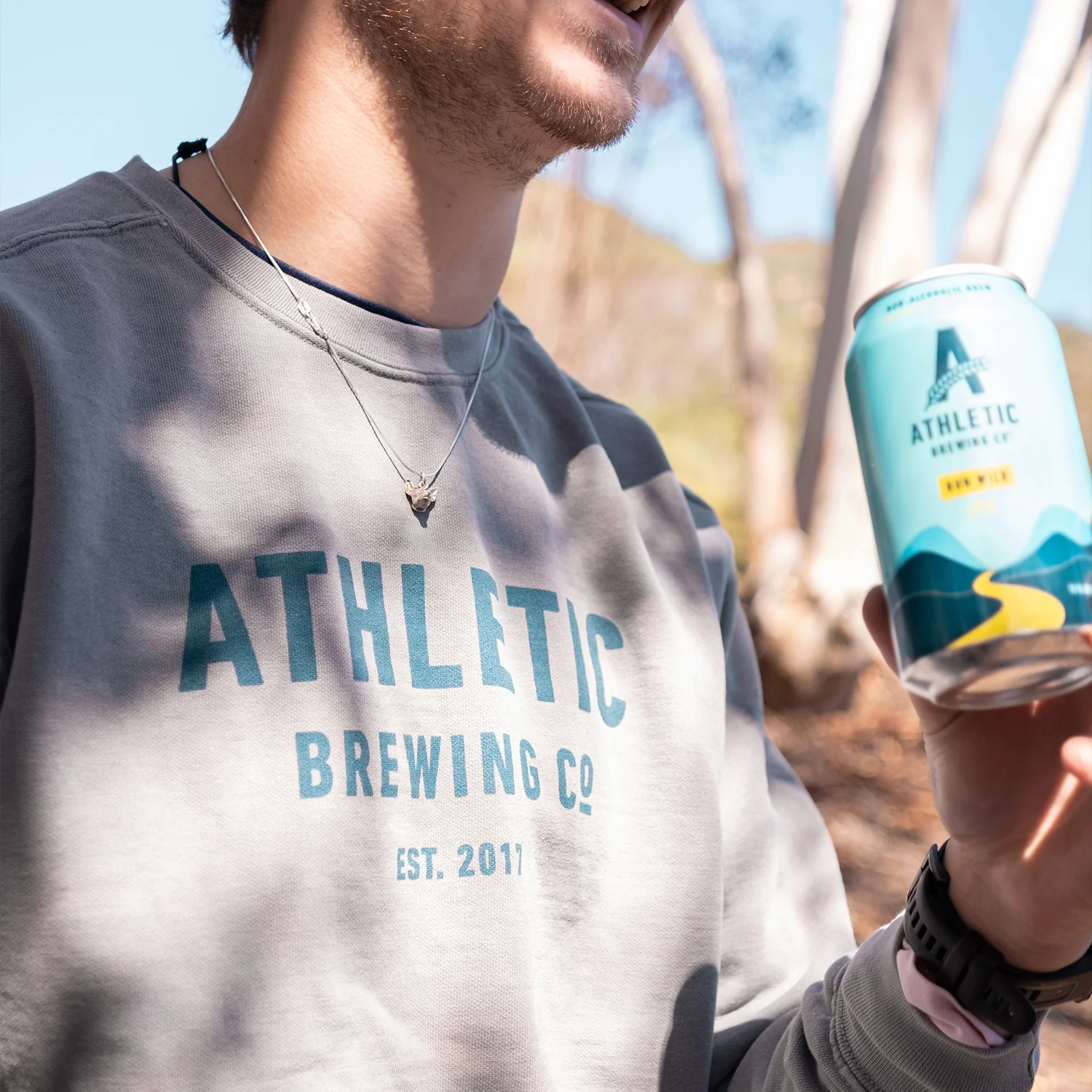 Athletic Brewing Co Crewneck Sweatshirt - Grey - Image 2
